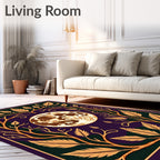 Elegant Celestial Moon Leaf Framing Rug