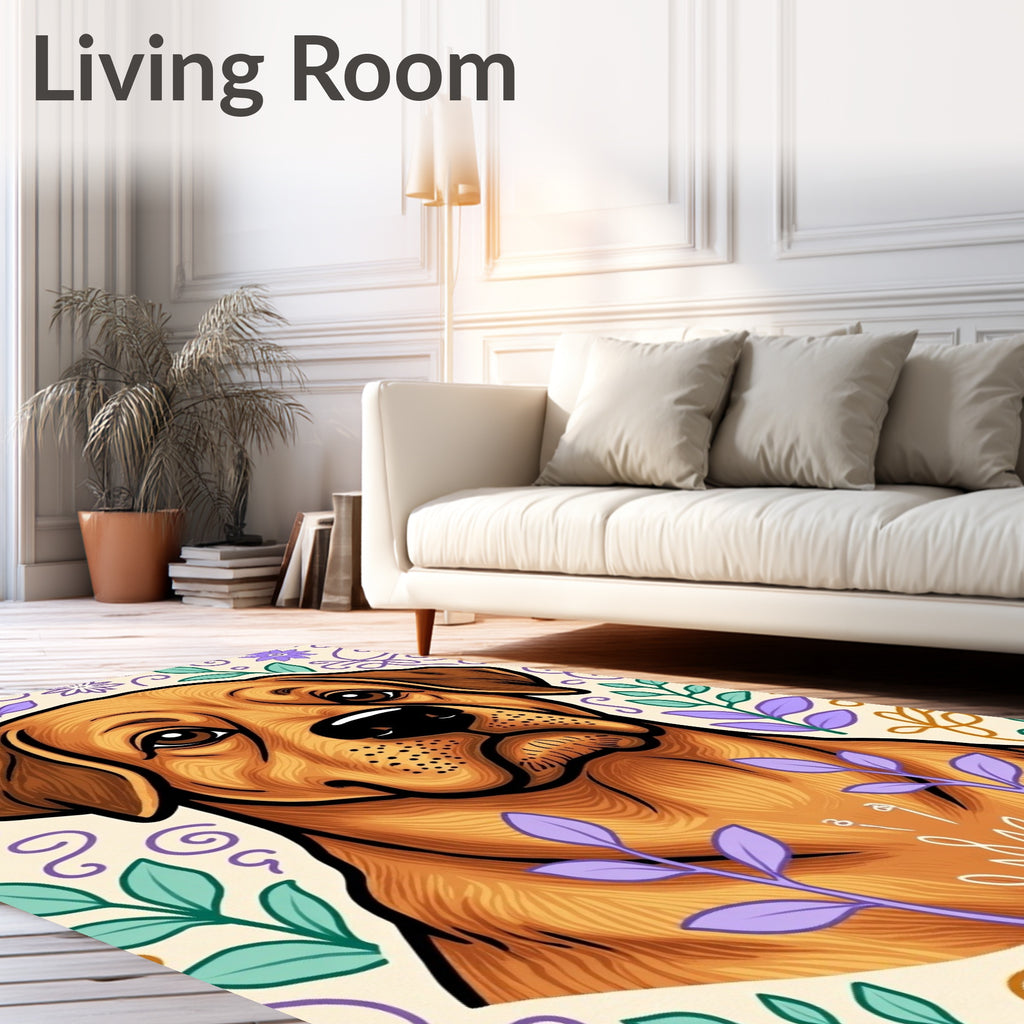 Golden Retriever Floral Whimsy Rug