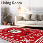 Red Santa Claus Snowflake Border Rug