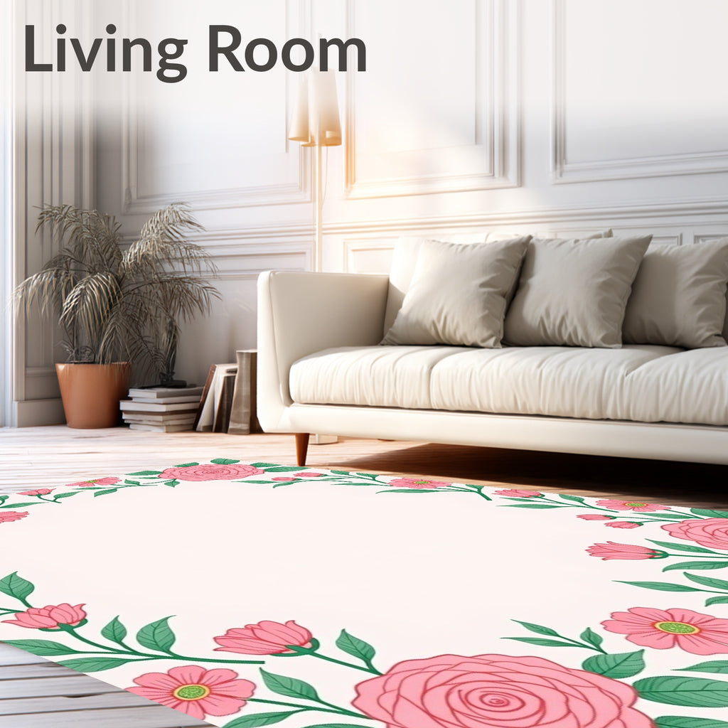 Pretty Pink Floral Garland Rug
