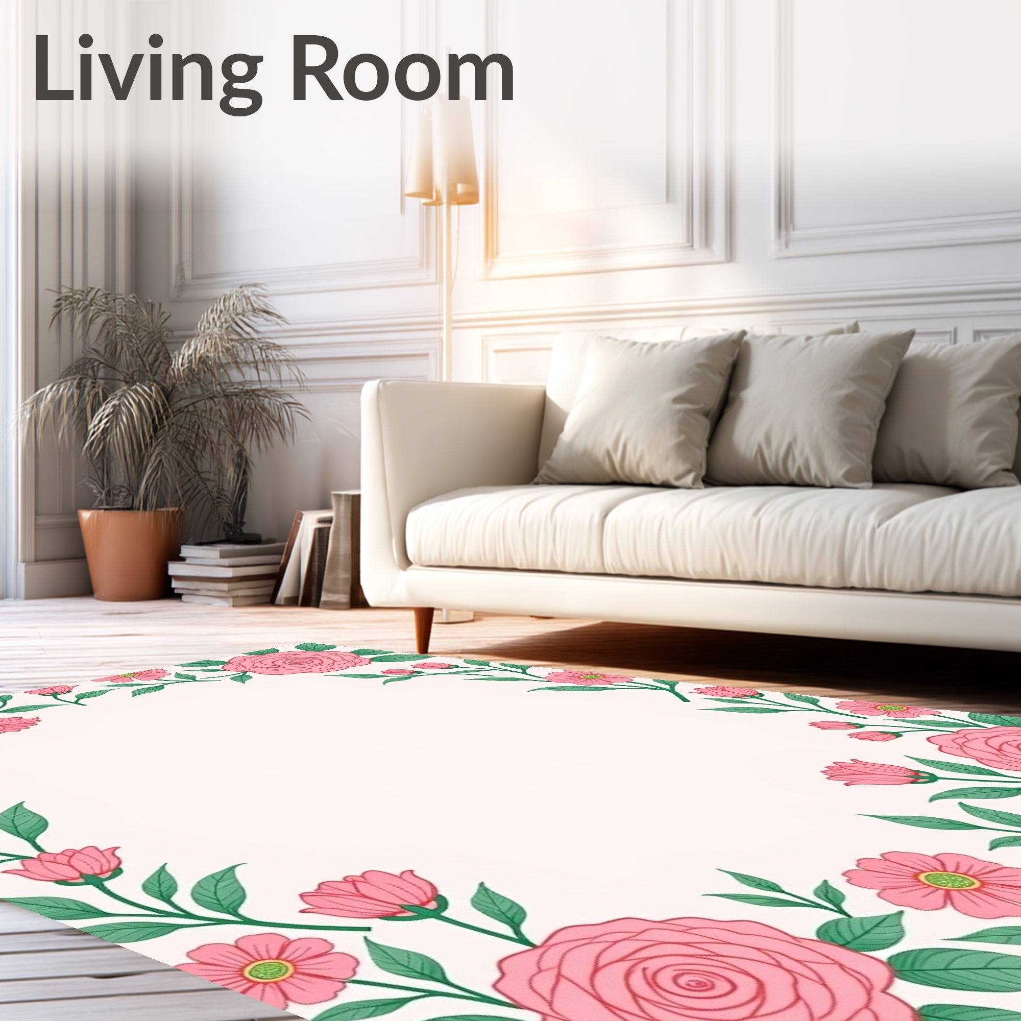 Pretty Pink Floral Garland Rug