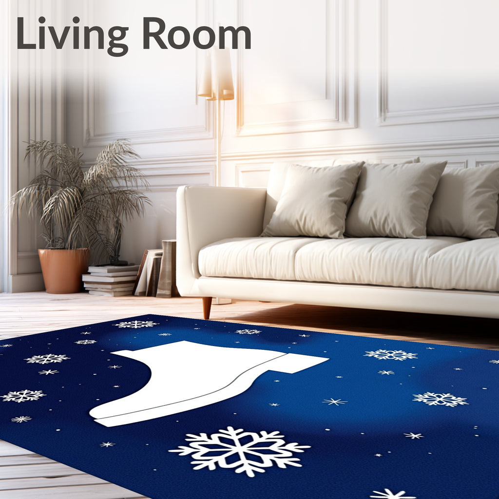 Cool White Boot Snowflake Night Rug