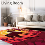 Crimson Horse Amidst Sunlit Foliage Rug