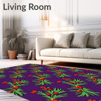 Crimson Berry Evergreen Sprig Accents Rug