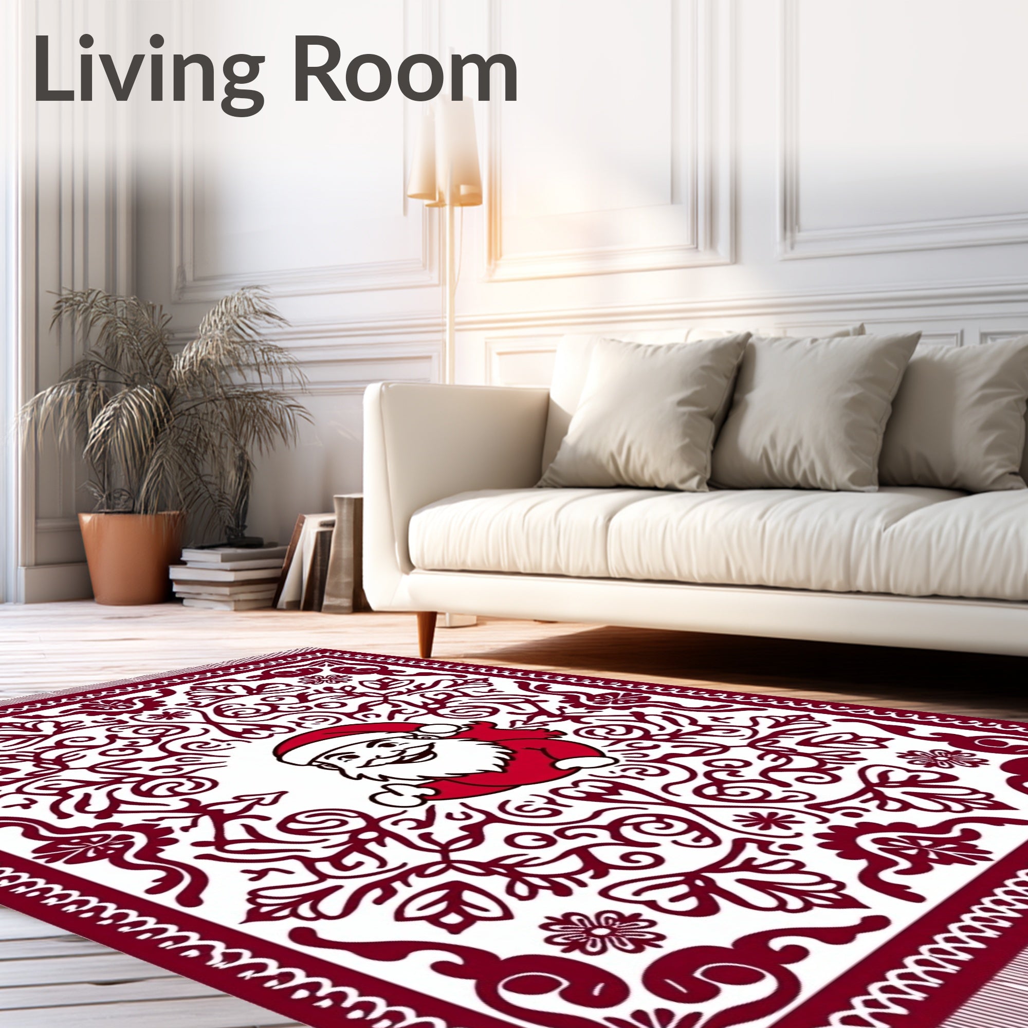 Crimson Santa Claus Folia Rug