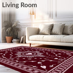 Crimson Heart Mandala Floral Border Rug