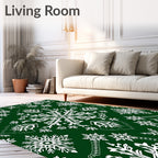 Forest Green Snowflake Mandala Rug