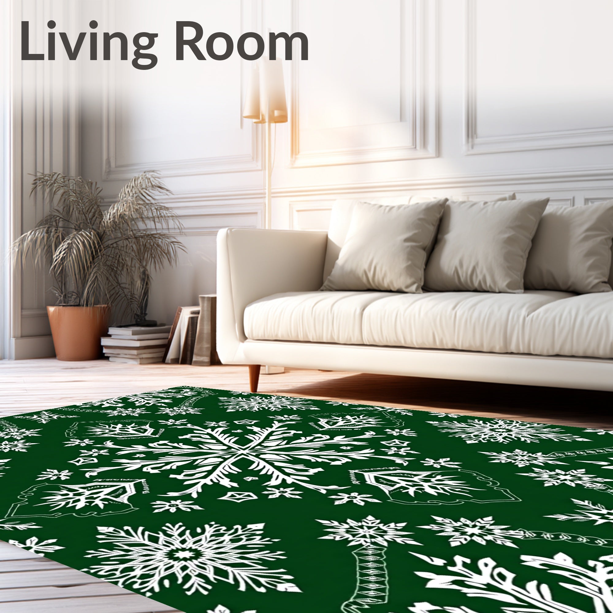Forest Green Snowflake Mandala Rug