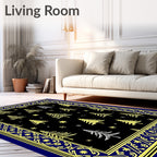 Midnight Blue Yellow Tree Garland Rug