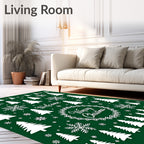 Festive Green Snowflake Tree Collection Rug