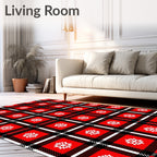 Red White Snowflake Plaid Tartan Rug