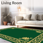 Emerald Green Floral Scroll Border Rug