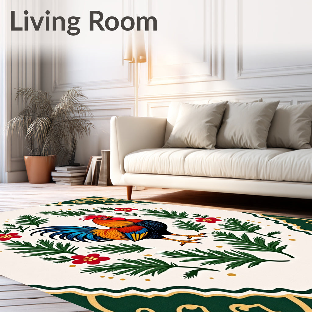 Vibrant Rooster Botanical Garden Rug