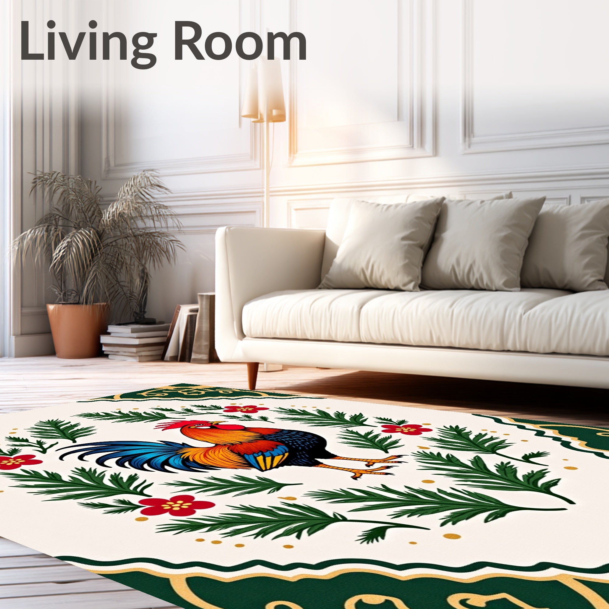 Vibrant Rooster Botanical Garden Rug