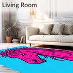 Vibrant Pink Horse Graphic Rug