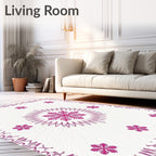 Crimson Starburst Mandala With Floral Accents Rug