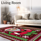 Festive Elf Portrait Red Green Rug