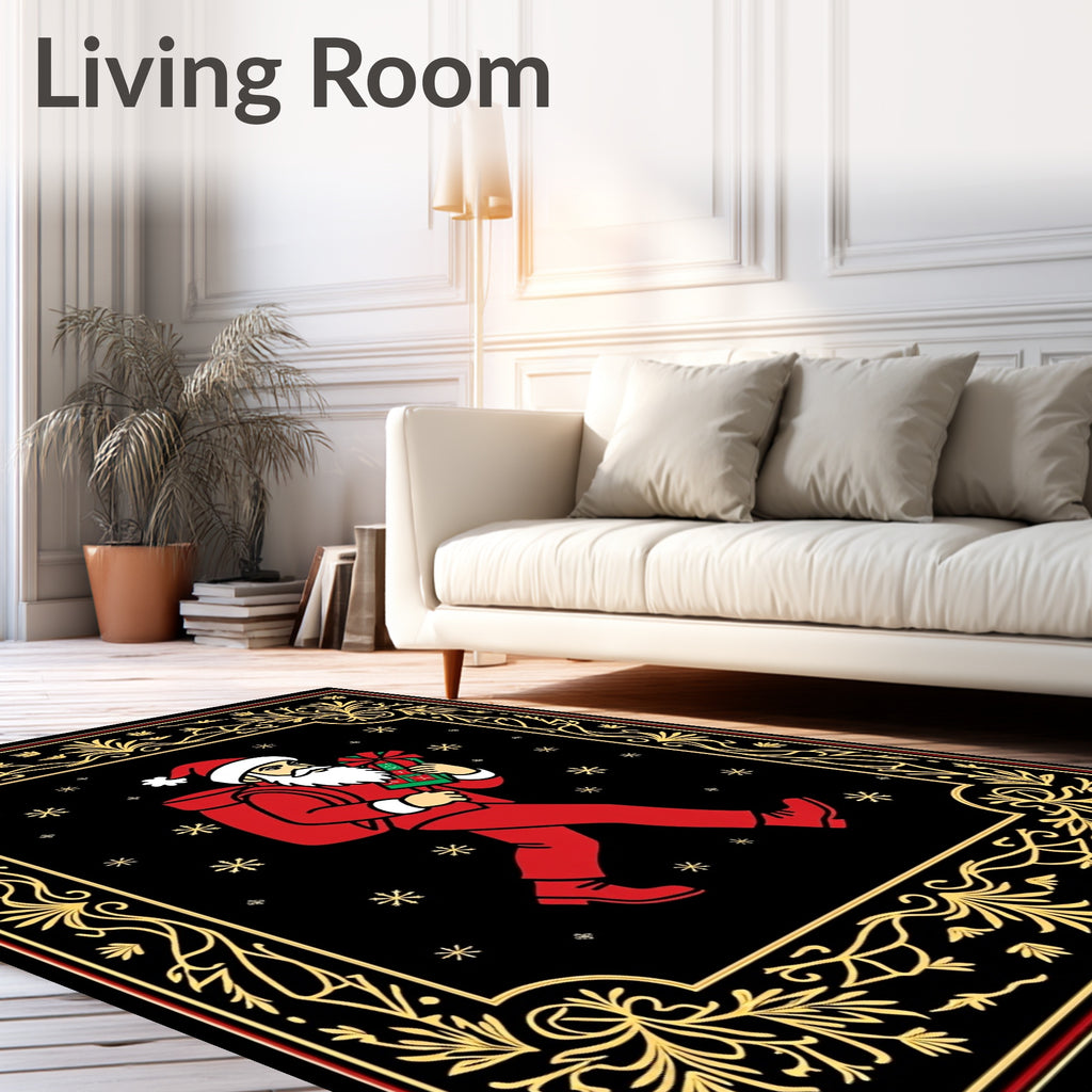 Festive Red Santa Snowfall Garland Rug