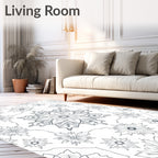 Classic Gray Floral Snowflake Medallion Rug