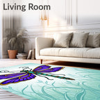 Vibrant Purple Dragonfly With Gold Accents Rug