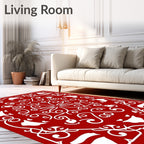 Crimson white ornate medallion Rug