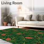 Emerald Green Orange Berry Foliage Rug