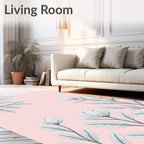 Soft Pink Botanical Floral Arrangement Rug
