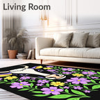 Whimsical Cow Floral Garland Rug