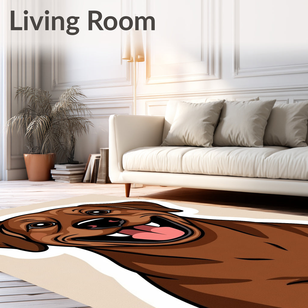 Happy Brown Dog Portrait Sticker Rug