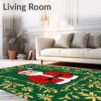 Festive Green Santa Scrollwork Rug