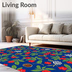 Red Floral Snowflakes And Acorns Rug