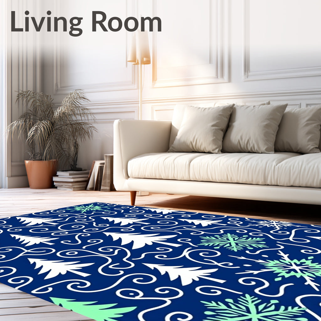 Winter Forest Snowflake Swirls Rug