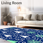Winter Forest Snowflake Swirls Rug