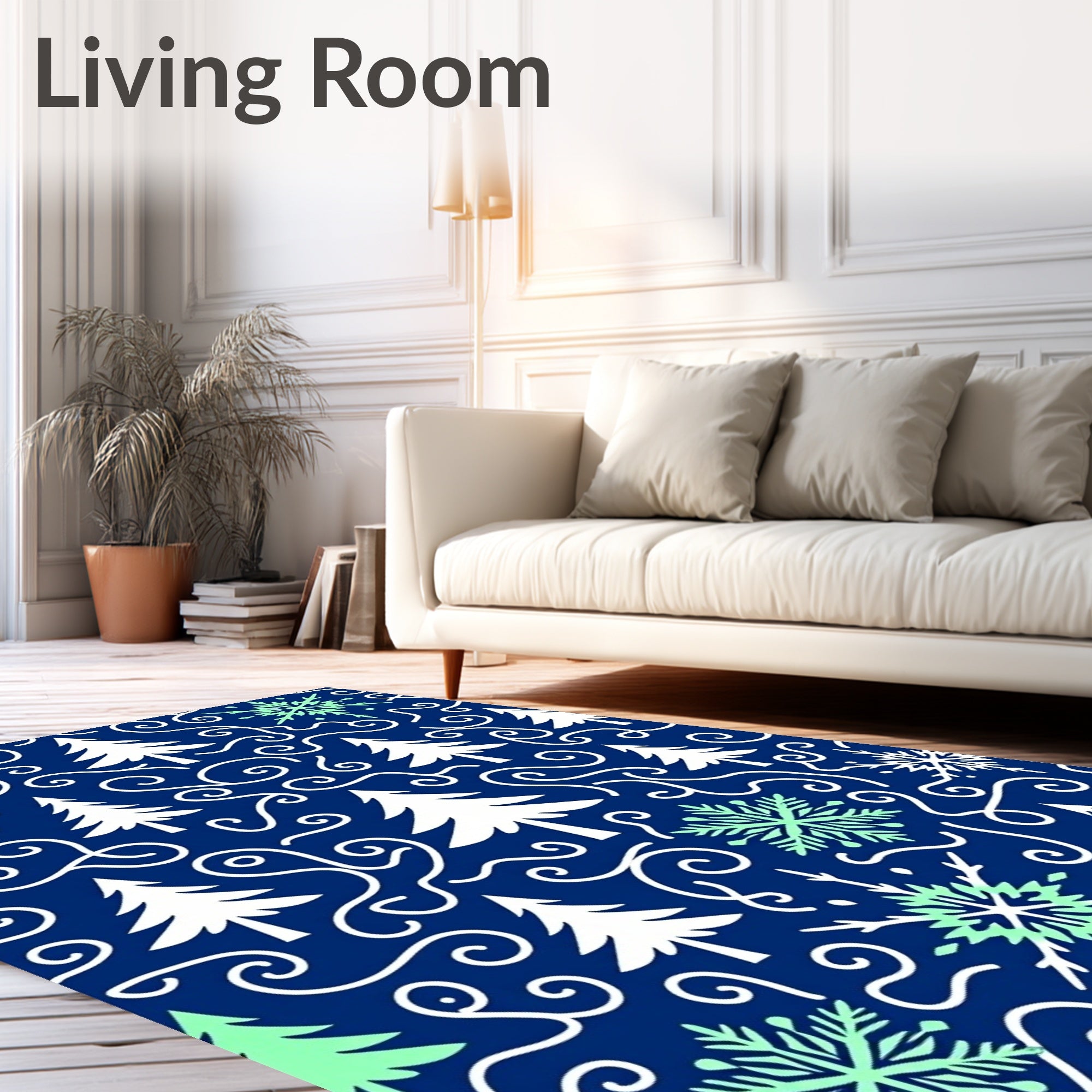 Winter Forest Snowflake Swirls Rug