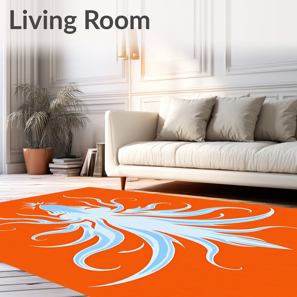 Ethereal Sky Blue Tentacle Swirl Rug