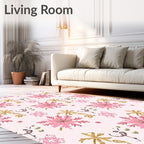 Pink Gold Snowflake Twirl Accent Rug