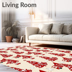 Red Christmas Trees and Cars Rug