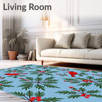 Crimson Cardinal Winterberry Branch Rug