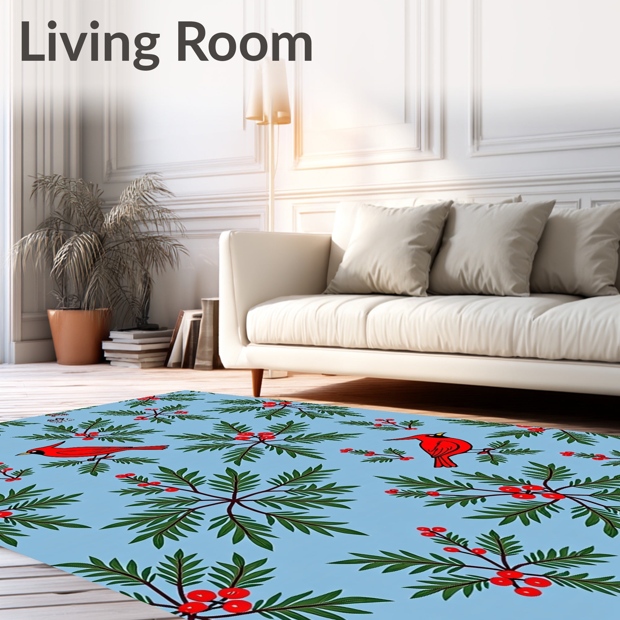 Crimson Cardinal Winterberry Branch Rug