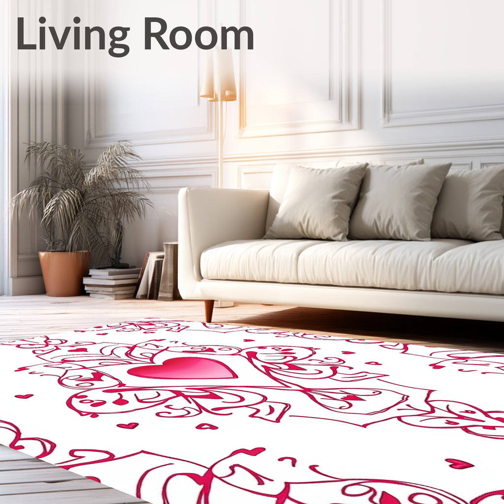 Sweet Pink Heart Mandala Rug
