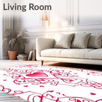 Sweet Pink Heart Mandala Rug
