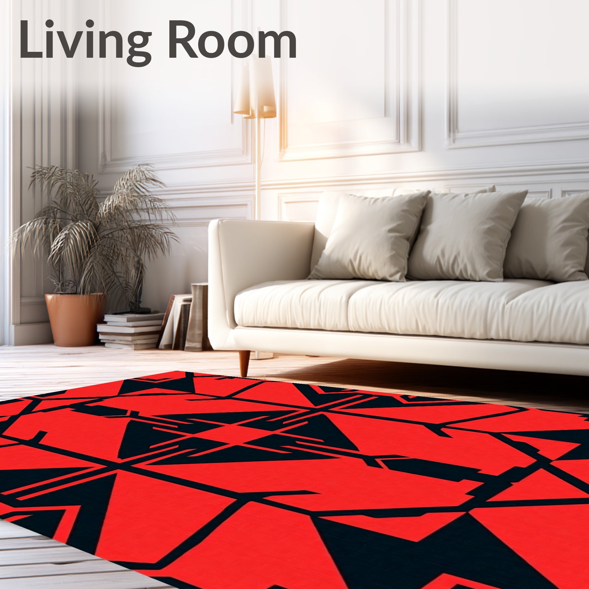 Bold Red Geometric Symmetry Rug
