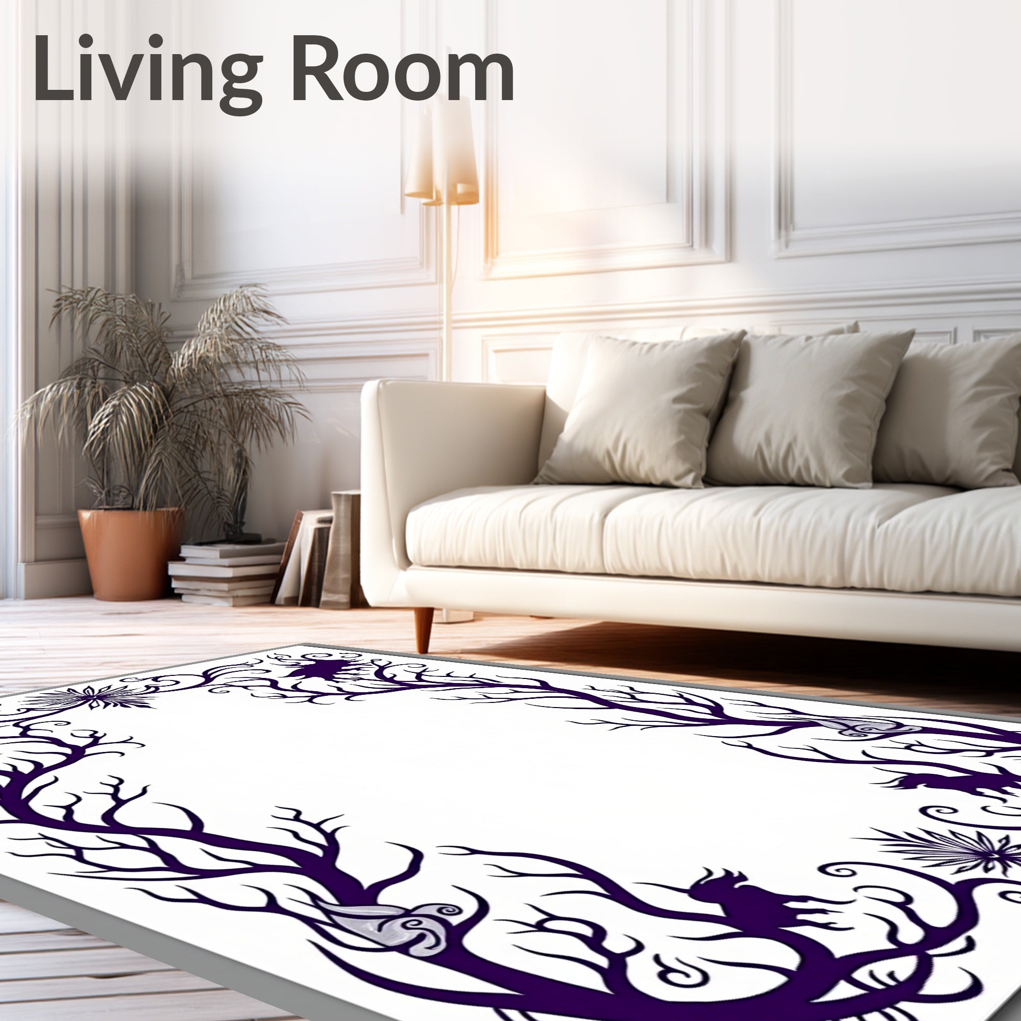 Dark Purple Gothic Forest Creatures Rug