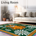 Friendly Orange Tiger Snowflake Forest Rug