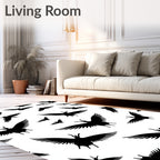 Black Flying Bird Silhouette Repeat Rug