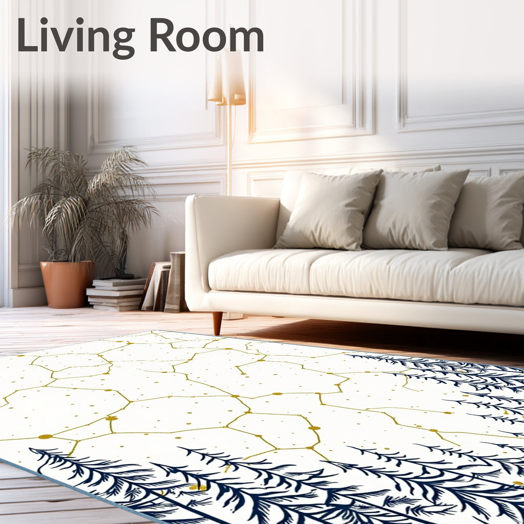 Golden Constellation Forest Scene Rug