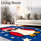 Cute Red Penguin Christmas Snowflakes Rug