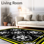 Bold Yellow Black Starburst Adornment Rug