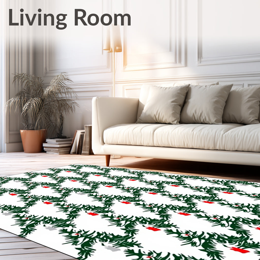 Christmas Trees with Red and Silver Ornaments Rug