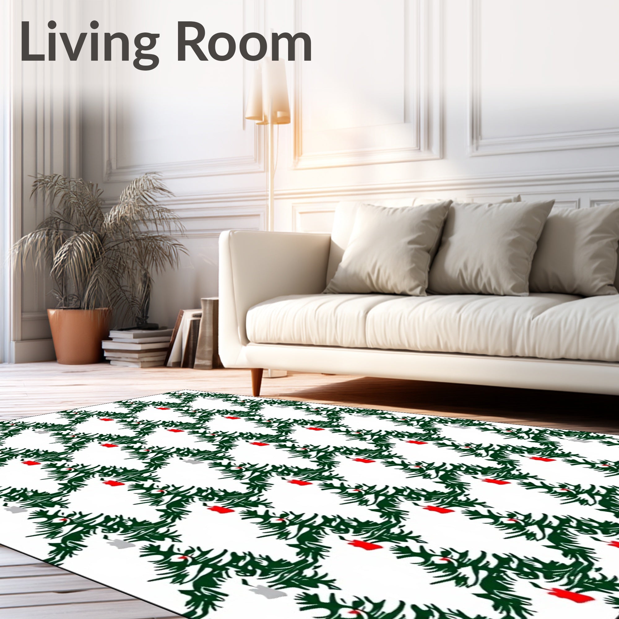 Christmas Trees with Red and Silver Ornaments Rug
